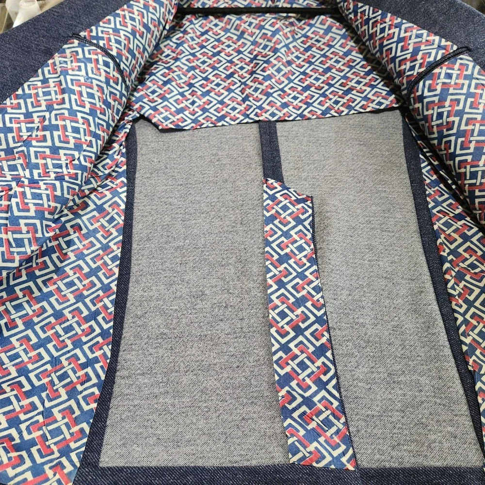 Vintage 60s 70s Western Sport Jacket Men's M Blue Polyester Denim Blazer